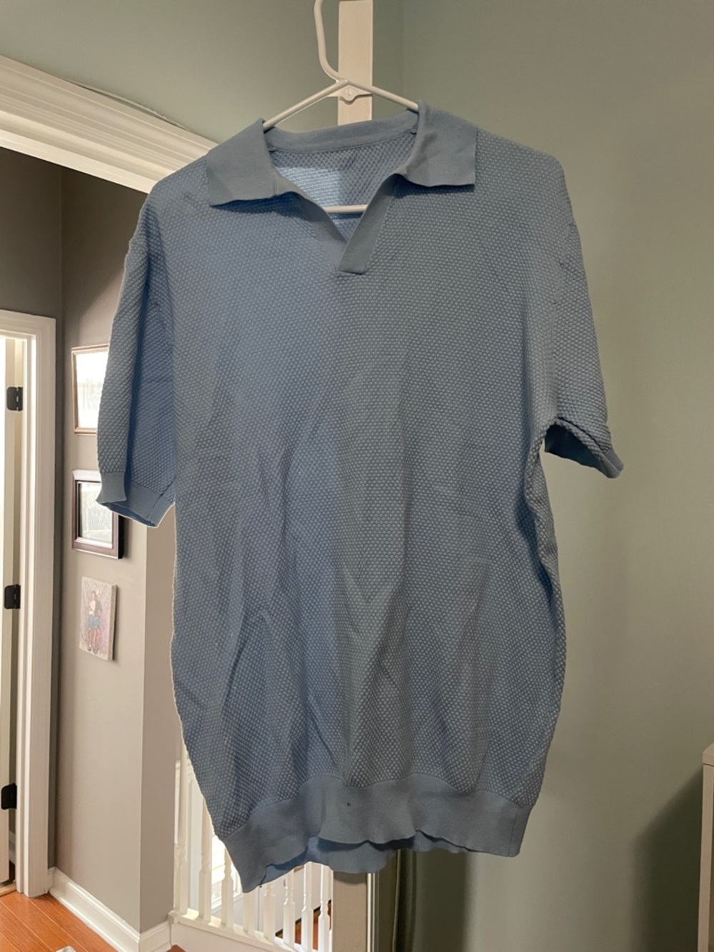 Light Blue Men's Textured Polo Shirt